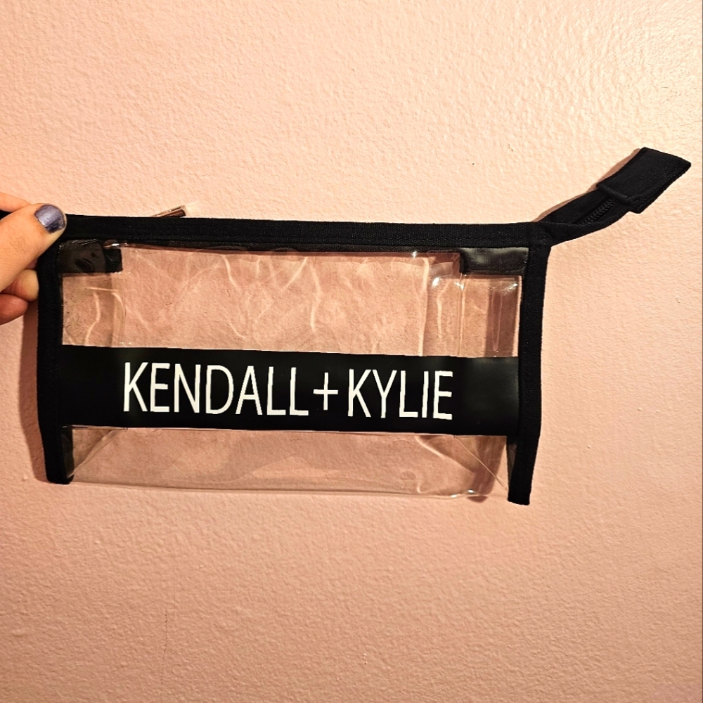 Kendall + Kylie Clear Beauty Pouch with Black Trim. NWOT